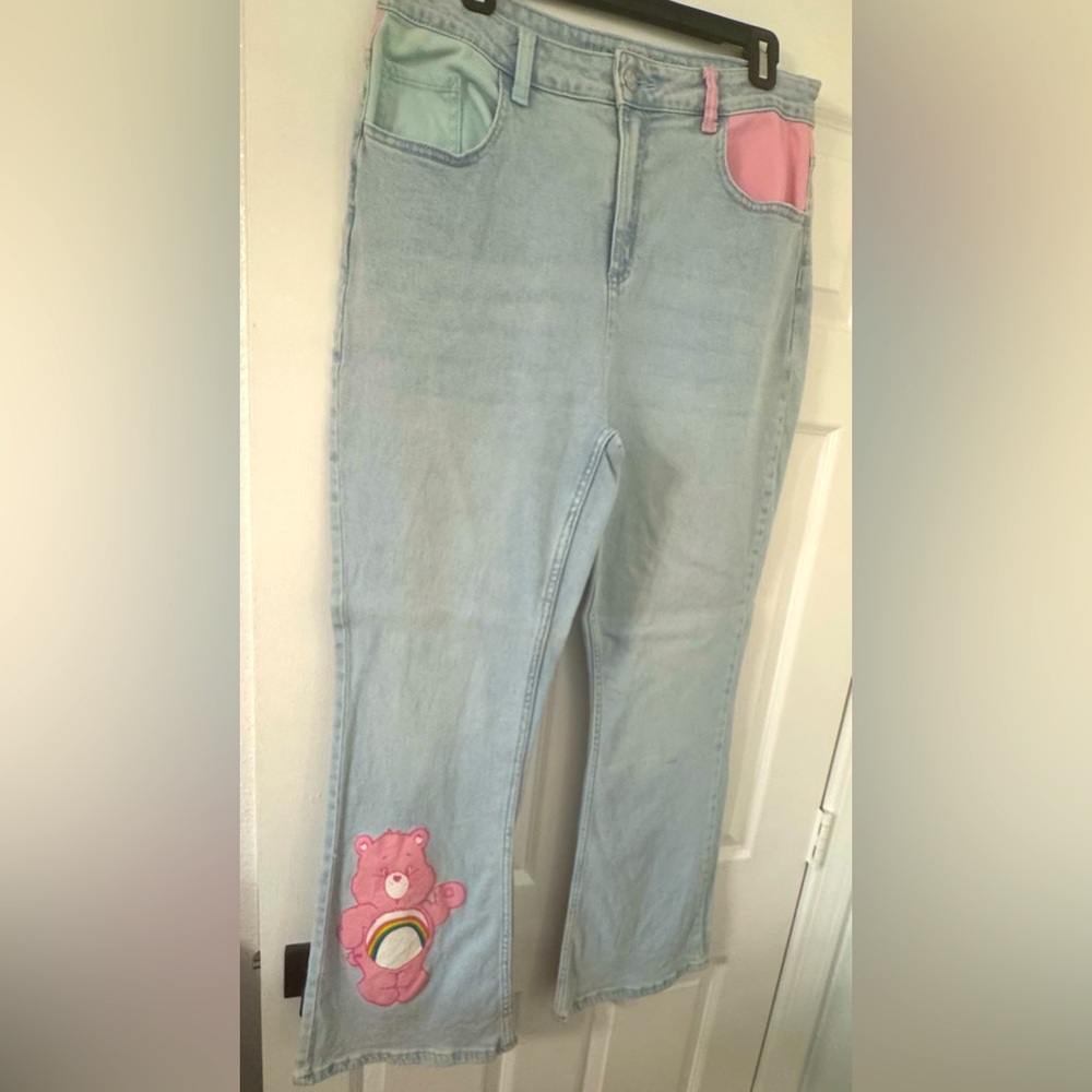 Justice Blue and Pink Flare Jeans